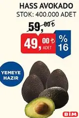 HASS AVOKADO ADET fiyat ve kampanya bilgisi